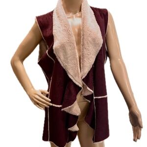 Plum color faux suede vest with plush lining